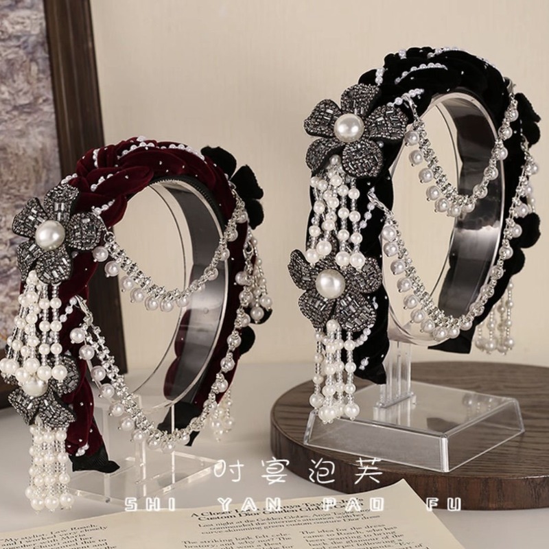 Good Floral & Wedding Decor Supply Photos - عصابة رأس مخملية بنقوش زهرية عرقية،