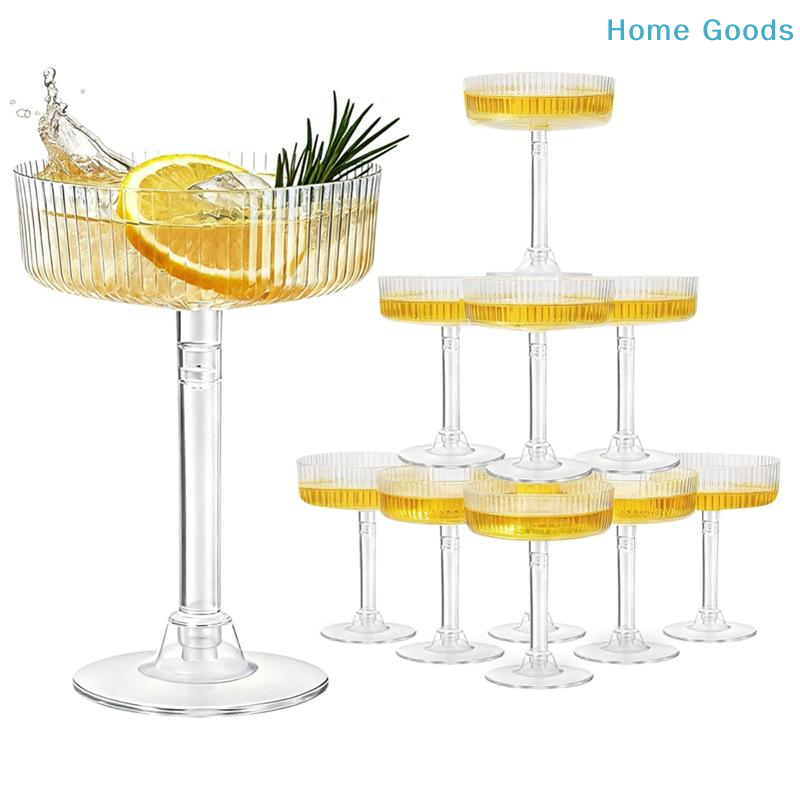 Champagne Tower Set - 10 قطع من أكواب المارتيني البلاستيكية