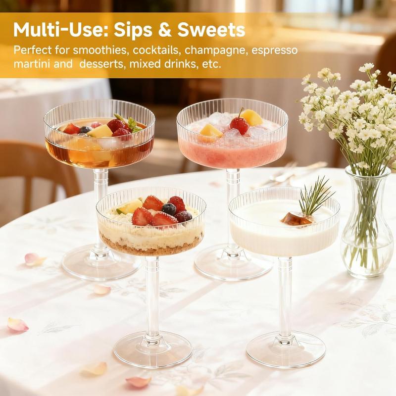 Champagne Tower Set - 10 قطع من أكواب المارتيني البلاستيكية