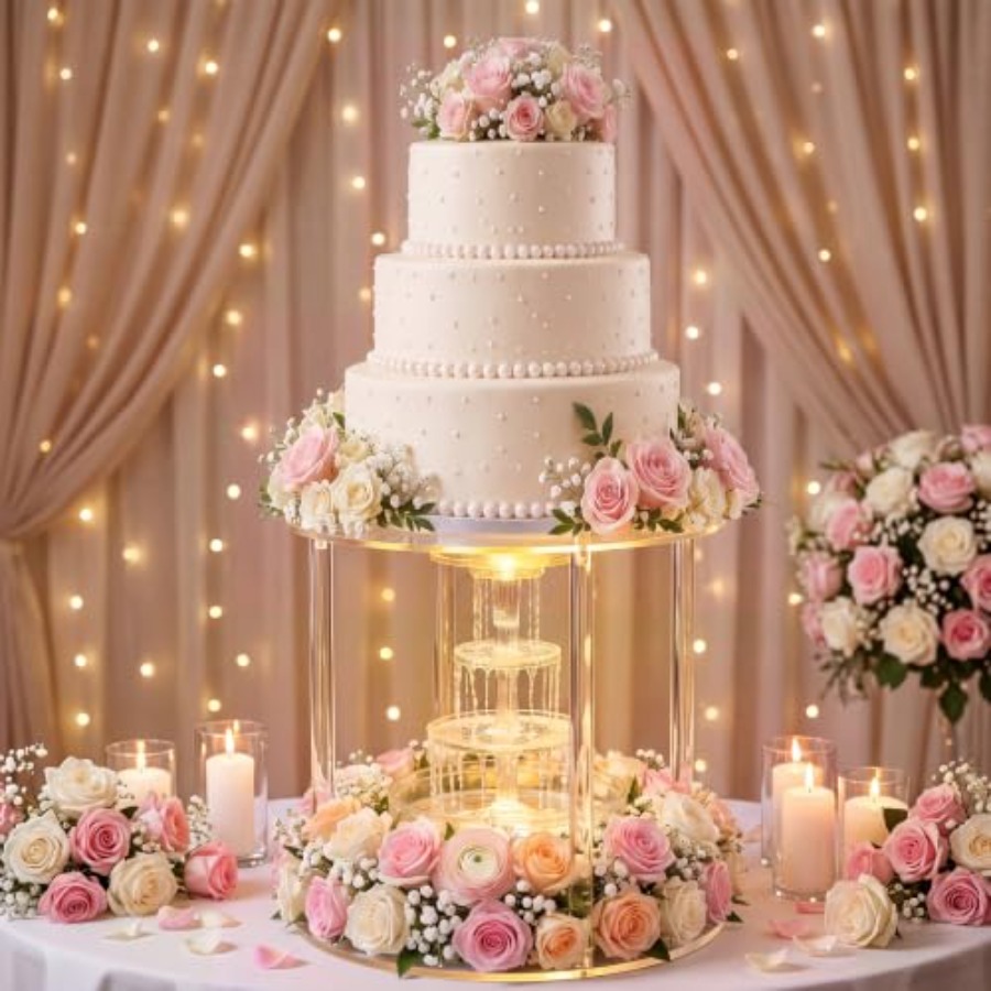 حامل كيك أكريليك شفاف بارتفاع  - مراجعة Wedding Fountain وسعره