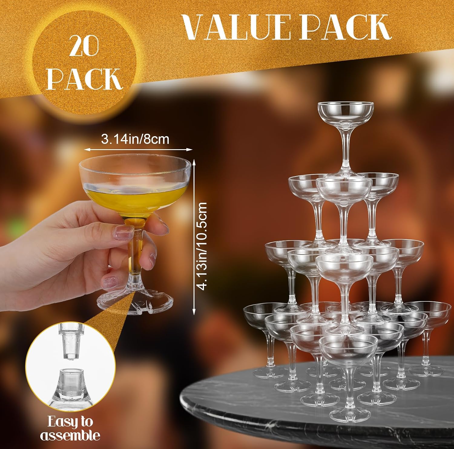 برج شمبانيا من 4-6 طبقات، أكوا - مراجعة Champagne Tower Set وسعره